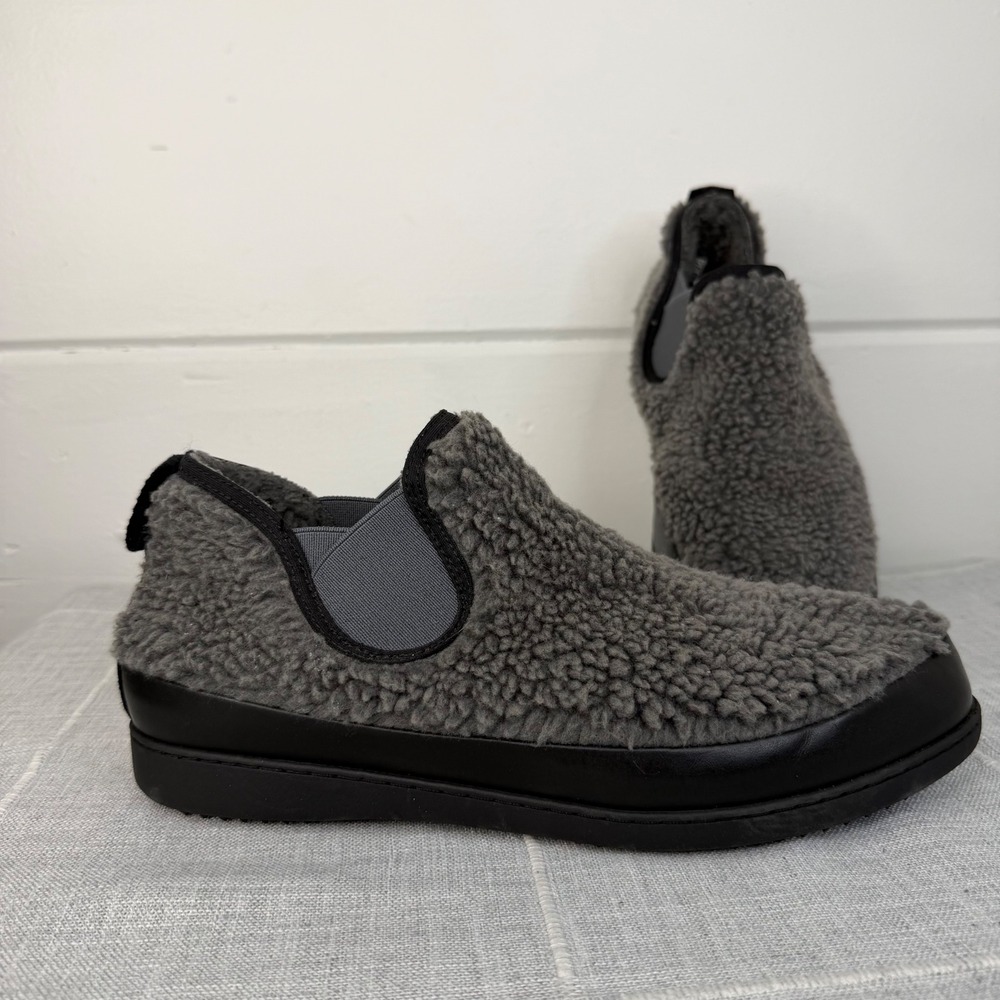 Huckberry Greys Sherpa Fleece Slipper Boot Mens 10 Gray - EXCELLENT